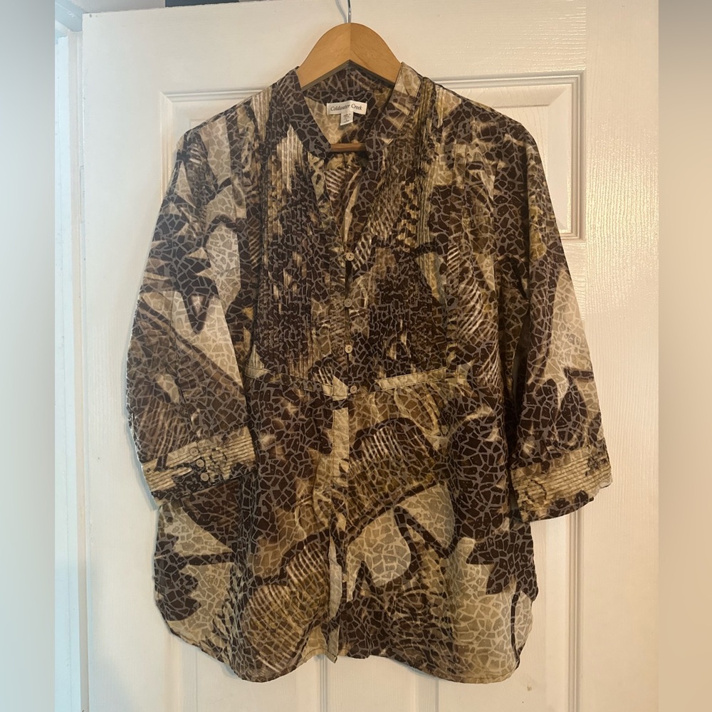 Coldwater Creek Brown Patterned Blouse